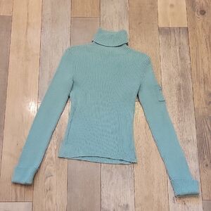 DKNY Ribbed Turtleneck Sweater - Turquoise